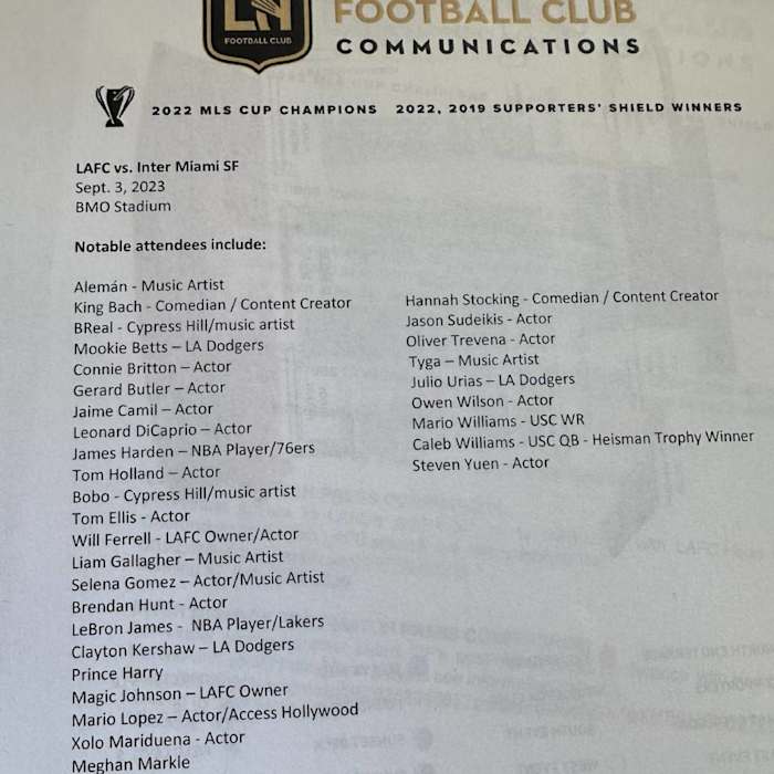 La lista de famosos que asistieron al duelo entre LAFC y el Inter Miami